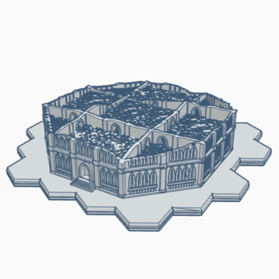 Gothic Ruined Building 133 with Hex Base GRHB133
